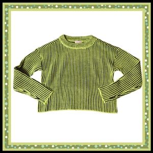 PINK ROBIN ☆ GREEN & BLACK ☆ RIBBED ☆ CREW NECK SWEATER ☆ S ☆ NWT
